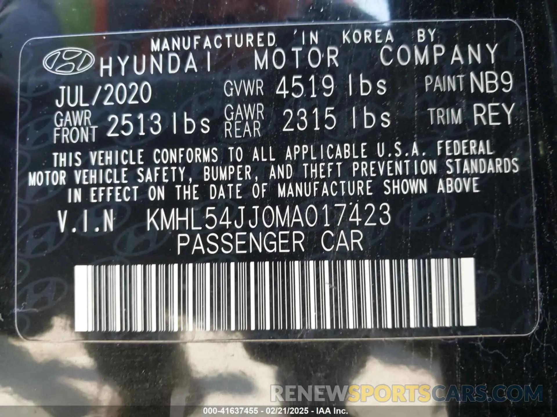 9 Photograph of a damaged car KMHL54JJ0MA017423 HYUNDAI SONATA 2021