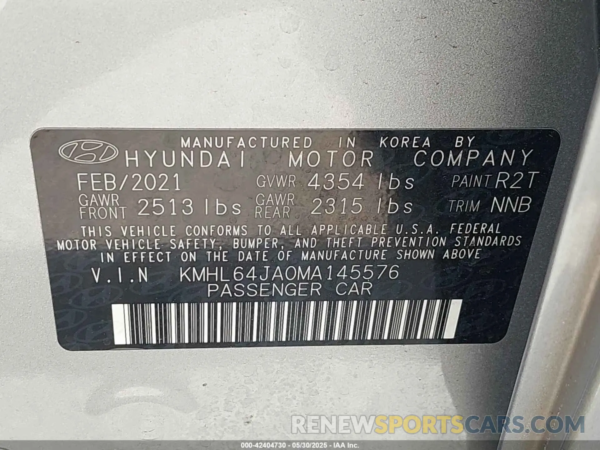 9 Photograph of a damaged car KMHL64JA0MA145576 HYUNDAI SONATA 2021