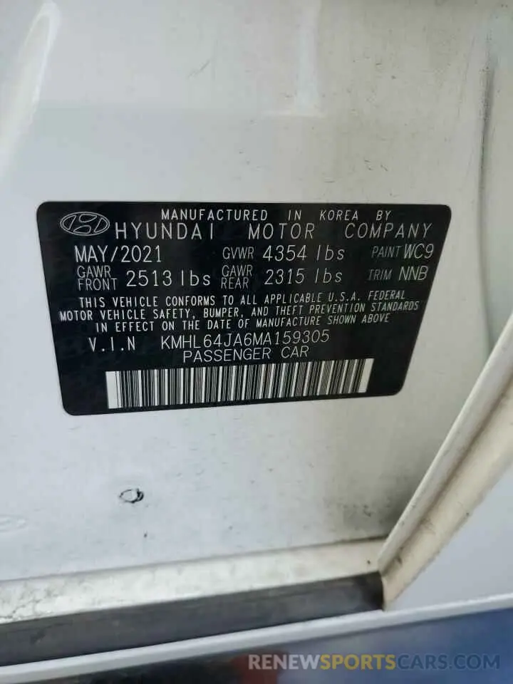 13 Photograph of a damaged car KMHL64JA6MA159305 HYUNDAI SONATA 2021