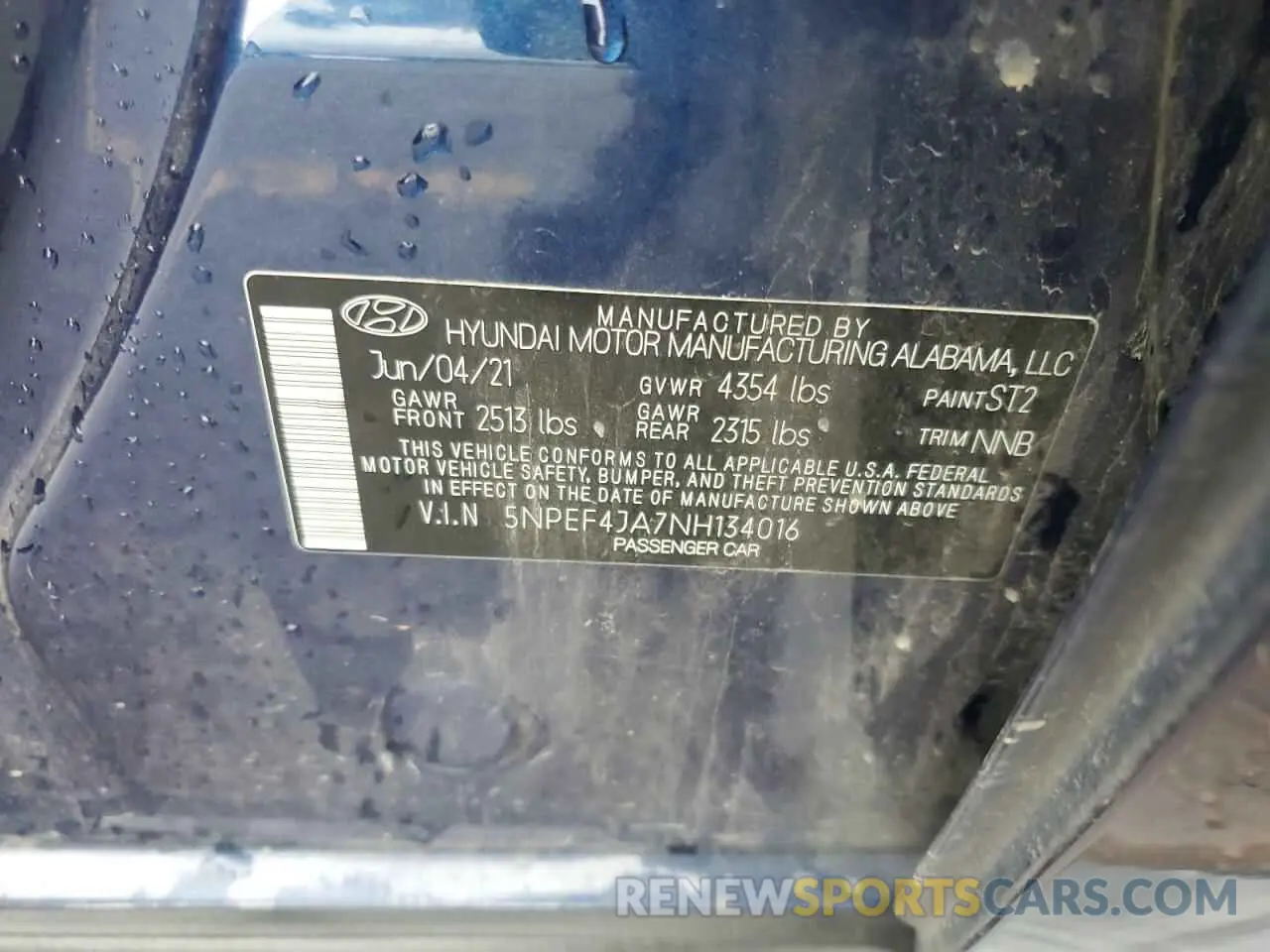 12 Photograph of a damaged car 5NPEF4JA7NH134016 HYUNDAI SONATA 2022