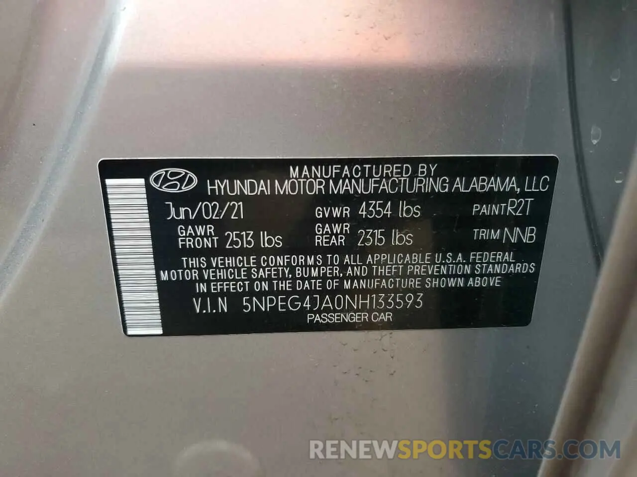 15 Photograph of a damaged car 5NPEG4JA0NH133593 HYUNDAI SONATA 2022