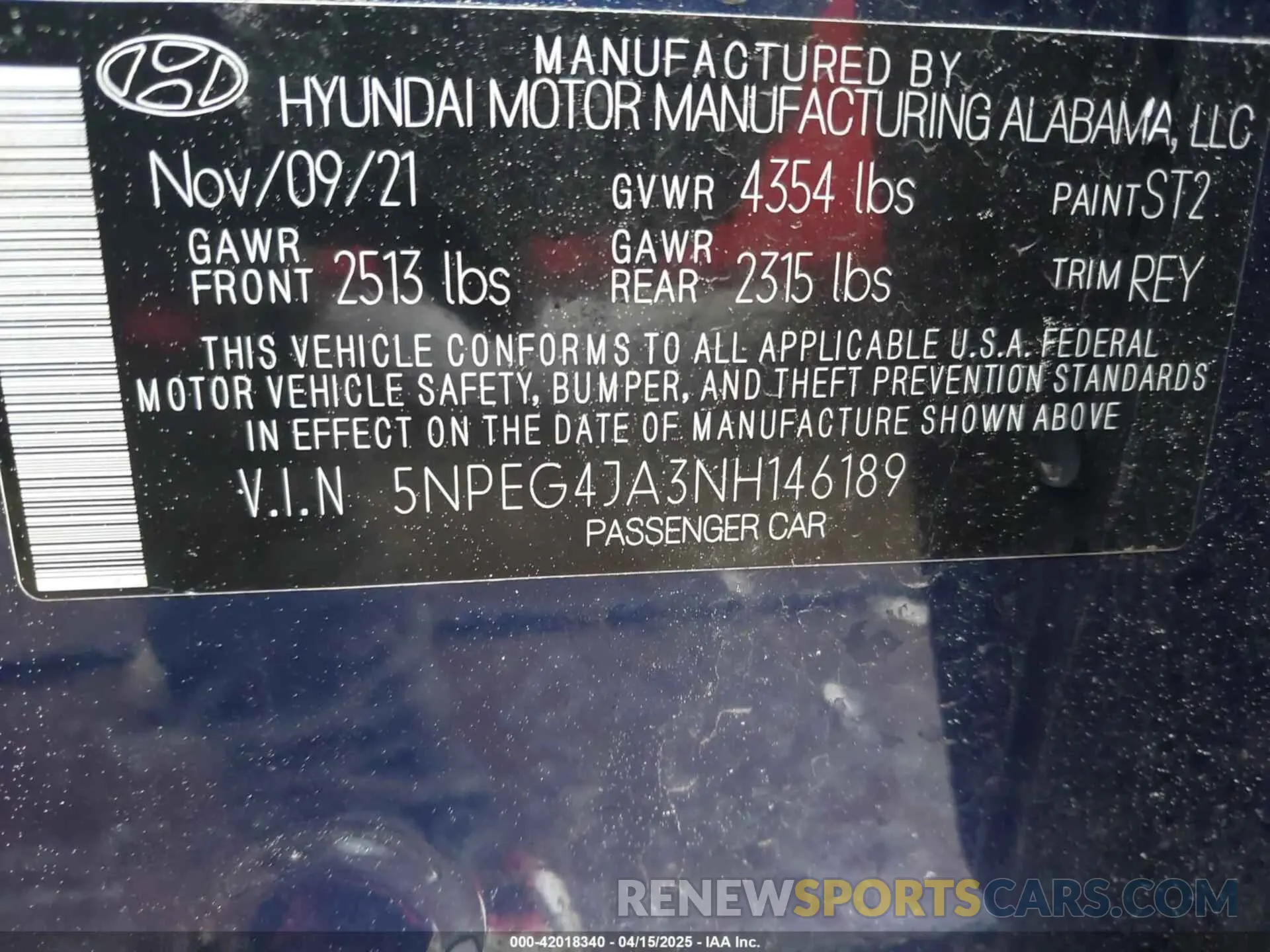 9 Photograph of a damaged car 5NPEG4JA3NH146189 HYUNDAI SONATA 2022