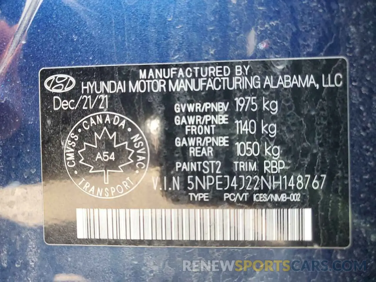 13 Photograph of a damaged car 5NPEJ4J22NH148767 HYUNDAI SONATA 2022