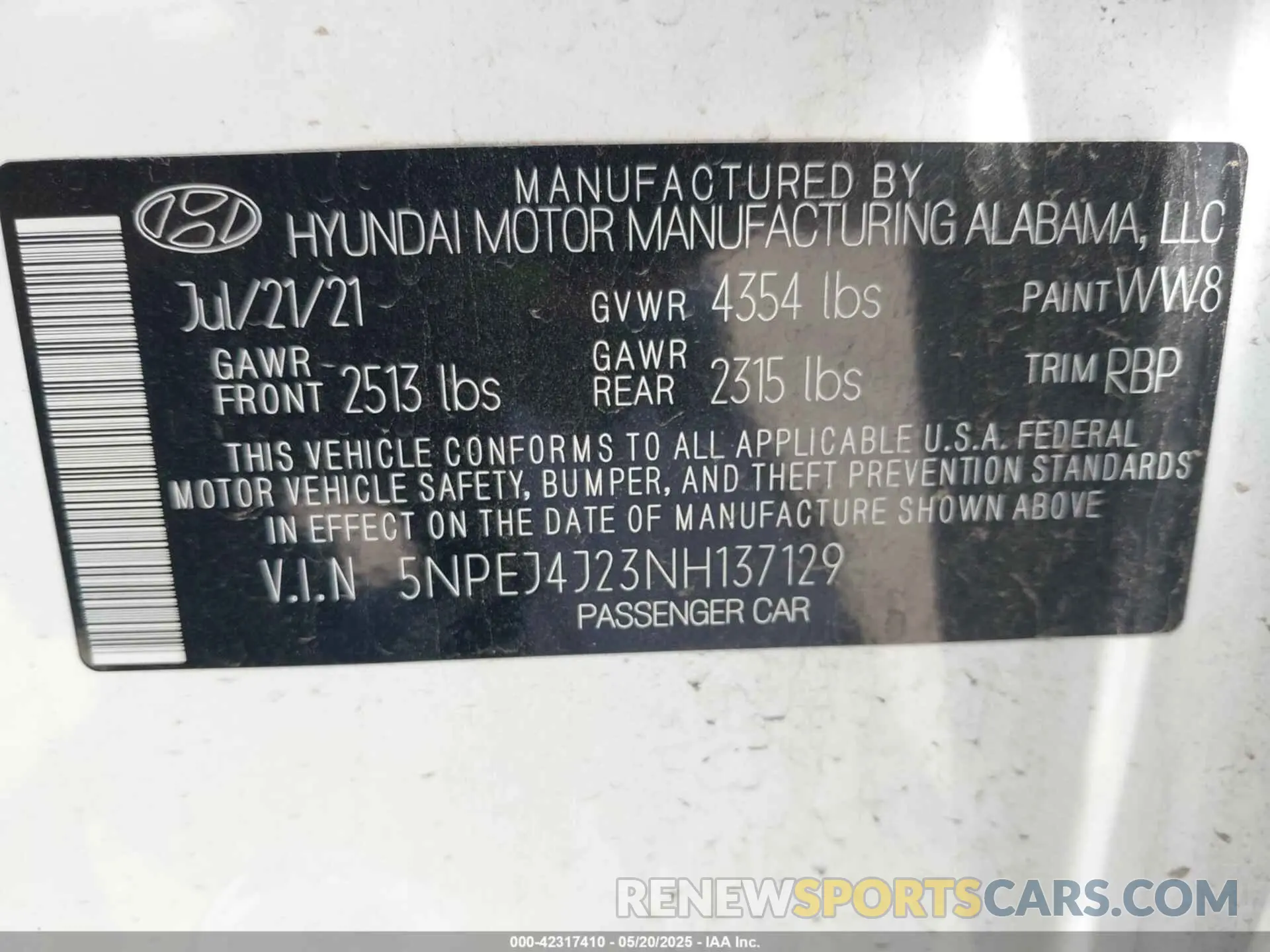 9 Photograph of a damaged car 5NPEJ4J23NH137129 HYUNDAI SONATA 2022