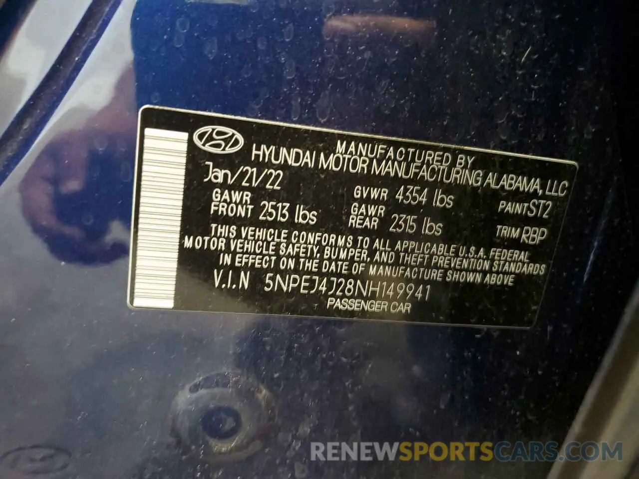 12 Photograph of a damaged car 5NPEJ4J28NH149941 HYUNDAI SONATA 2022