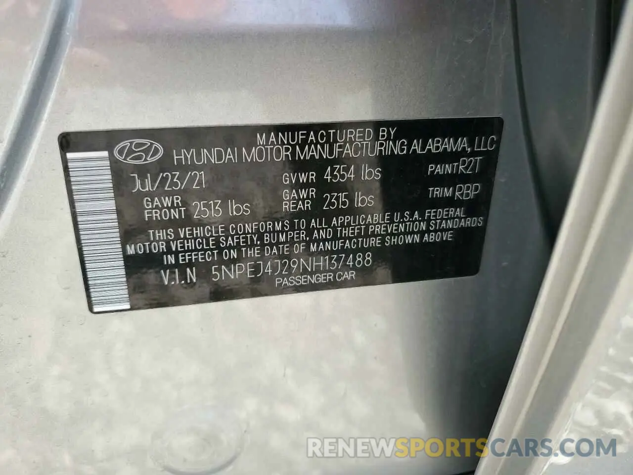 12 Photograph of a damaged car 5NPEJ4J29NH137488 HYUNDAI SONATA 2022