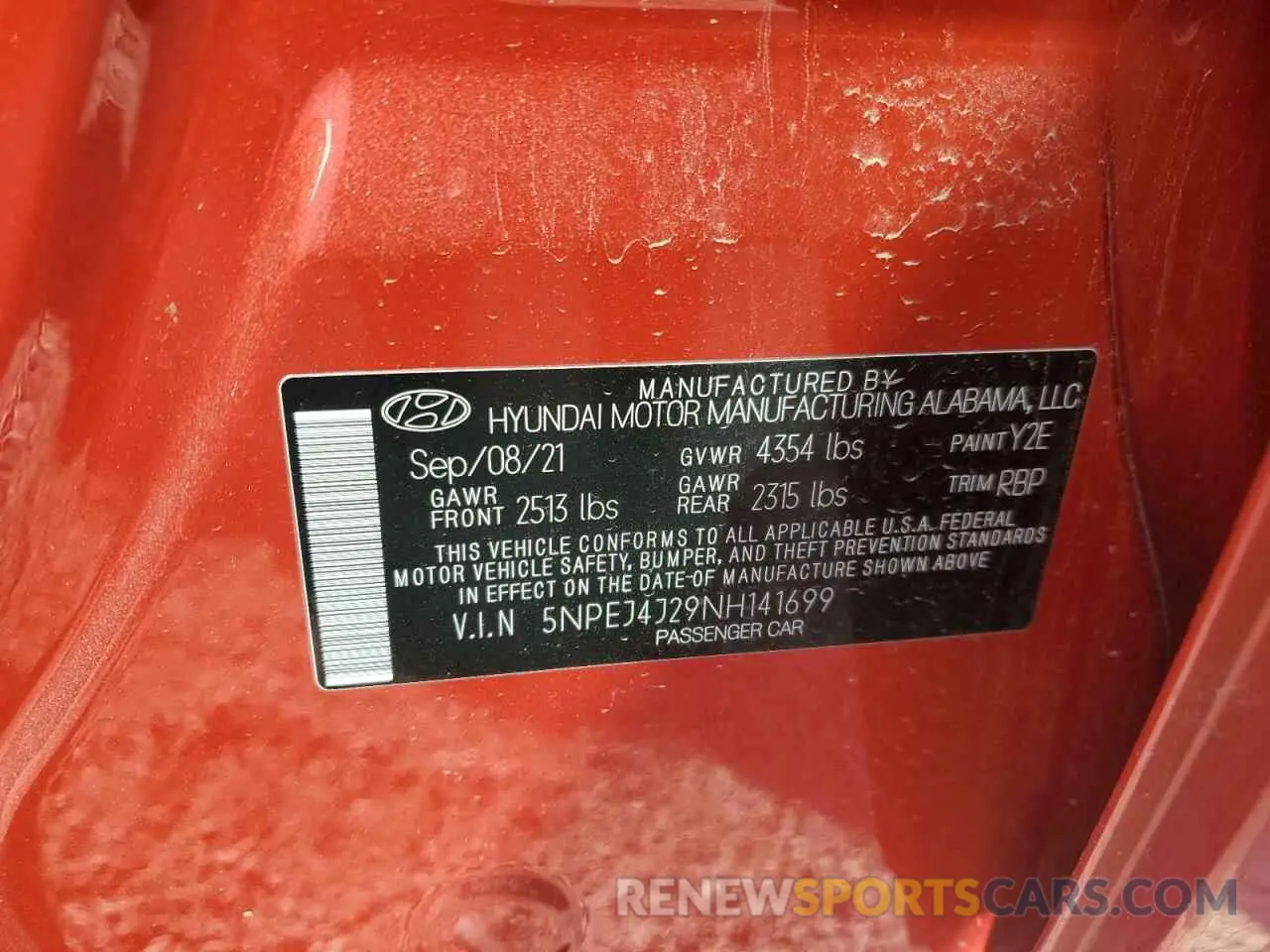 12 Photograph of a damaged car 5NPEJ4J29NH141699 HYUNDAI SONATA 2022