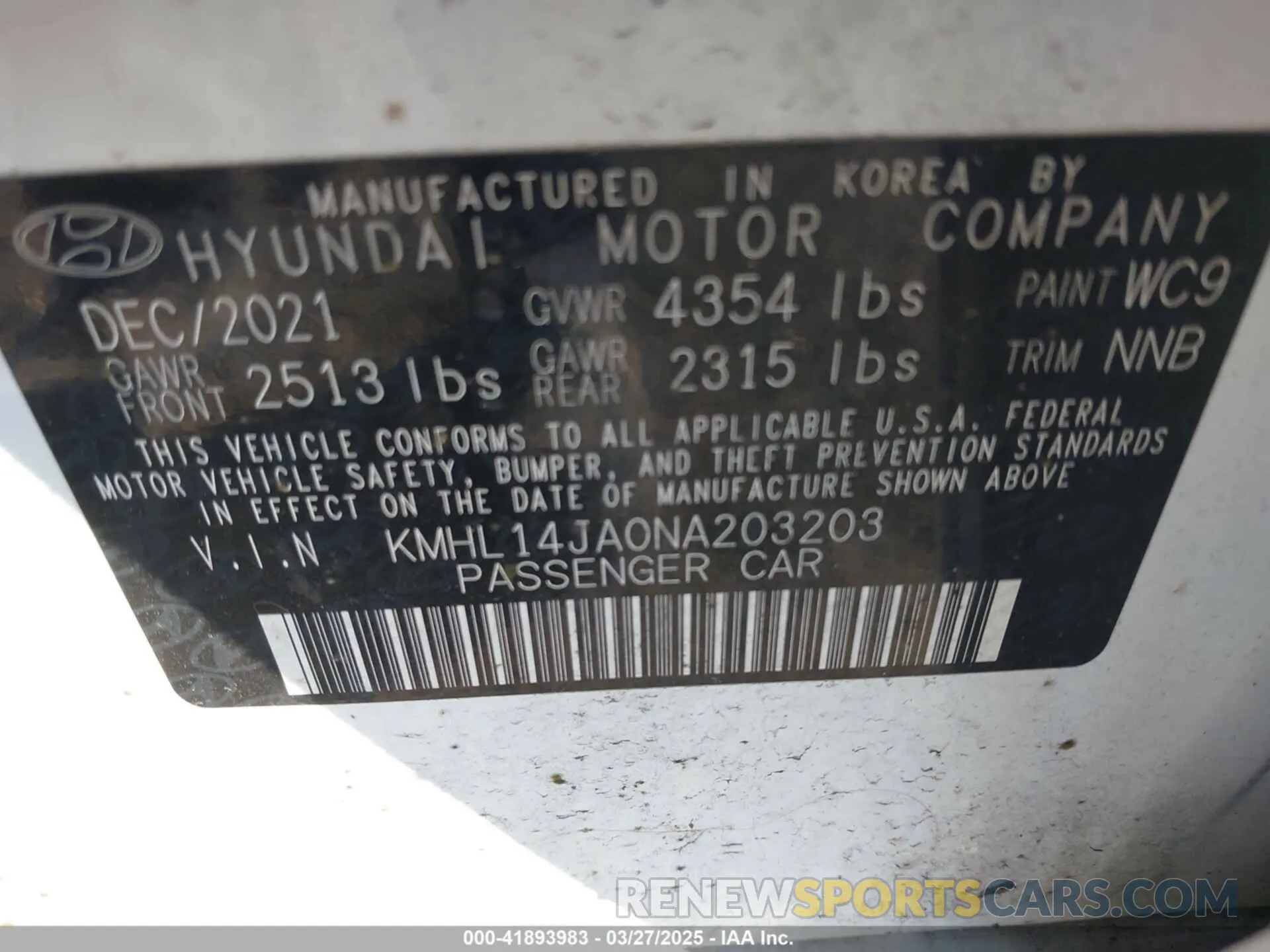 9 Photograph of a damaged car KMHL14JA0NA203203 HYUNDAI SONATA 2022