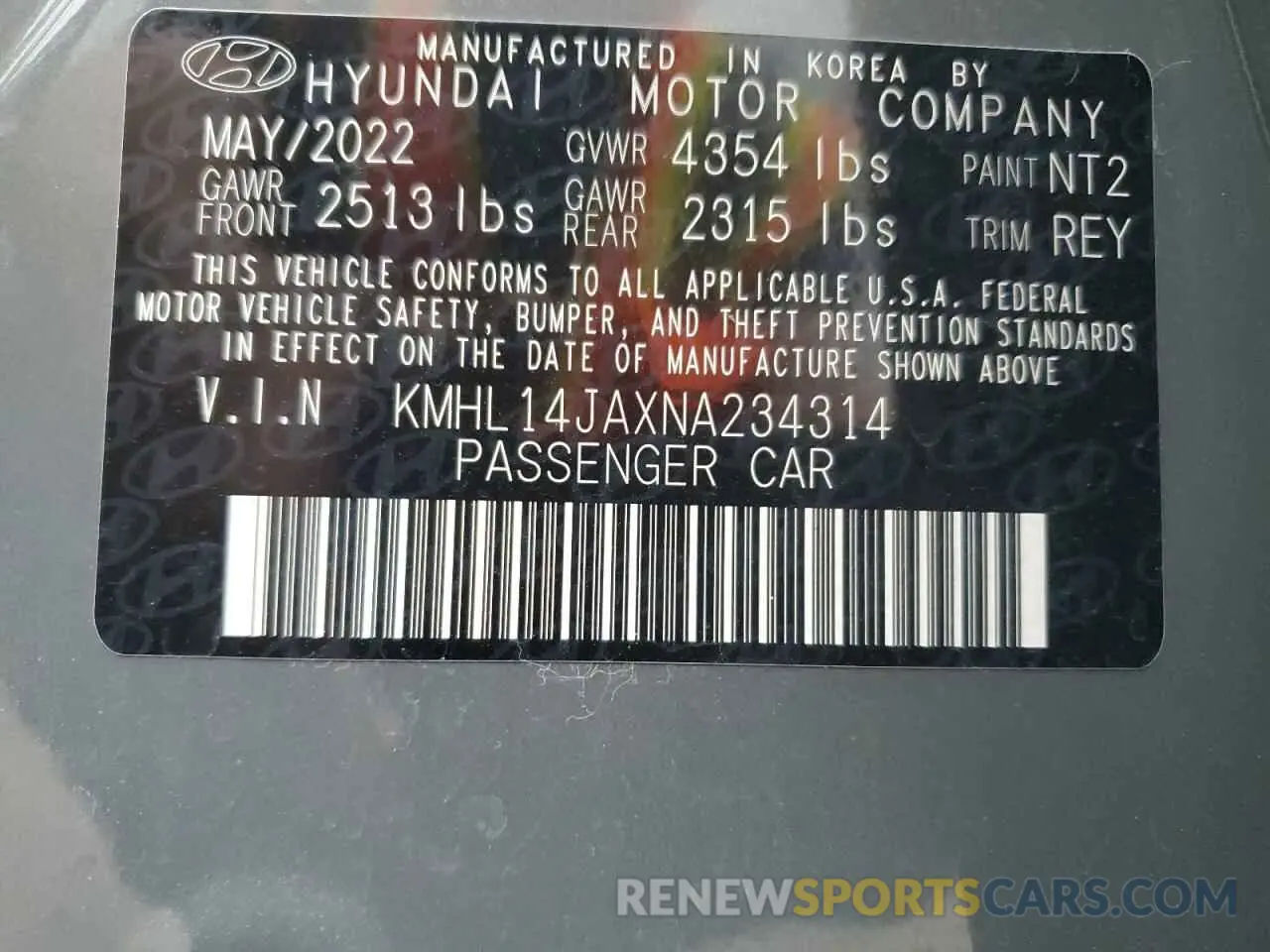 12 Photograph of a damaged car KMHL14JAXNA234314 HYUNDAI SONATA 2022