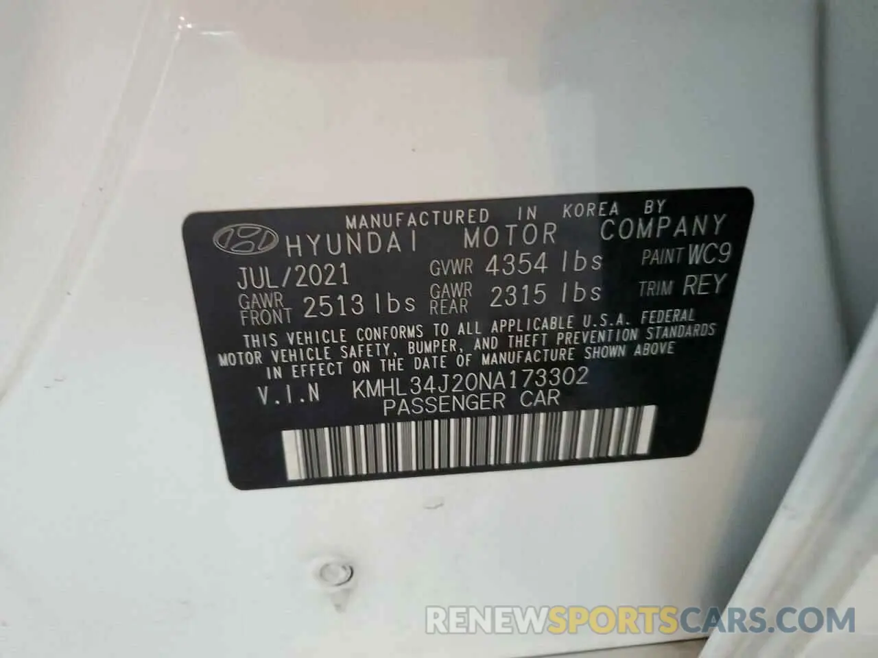 12 Photograph of a damaged car KMHL34J20NA173302 HYUNDAI SONATA 2022