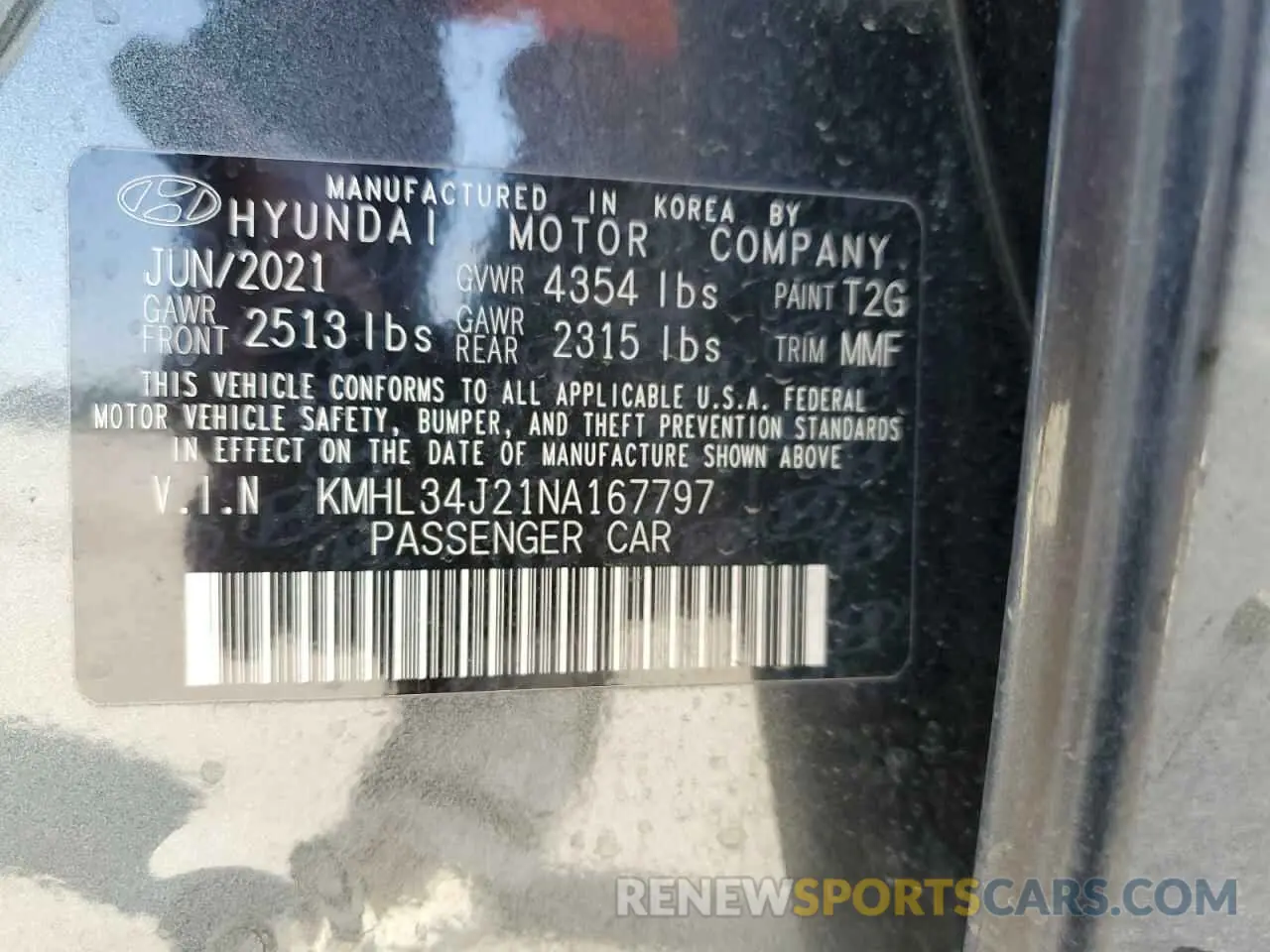 12 Photograph of a damaged car KMHL34J21NA167797 HYUNDAI SONATA 2022