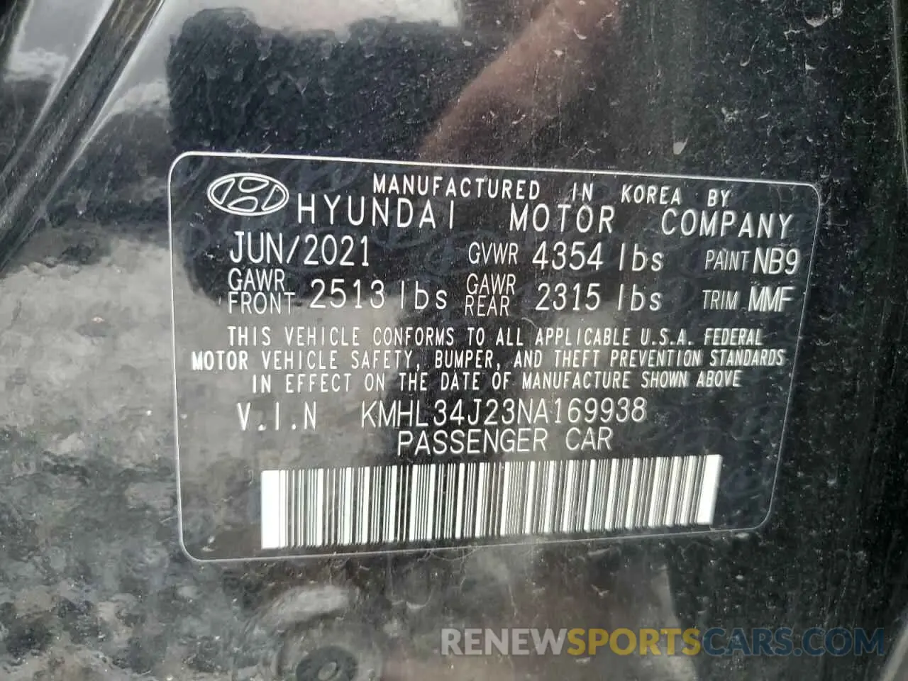 14 Photograph of a damaged car KMHL34J23NA169938 HYUNDAI SONATA 2022