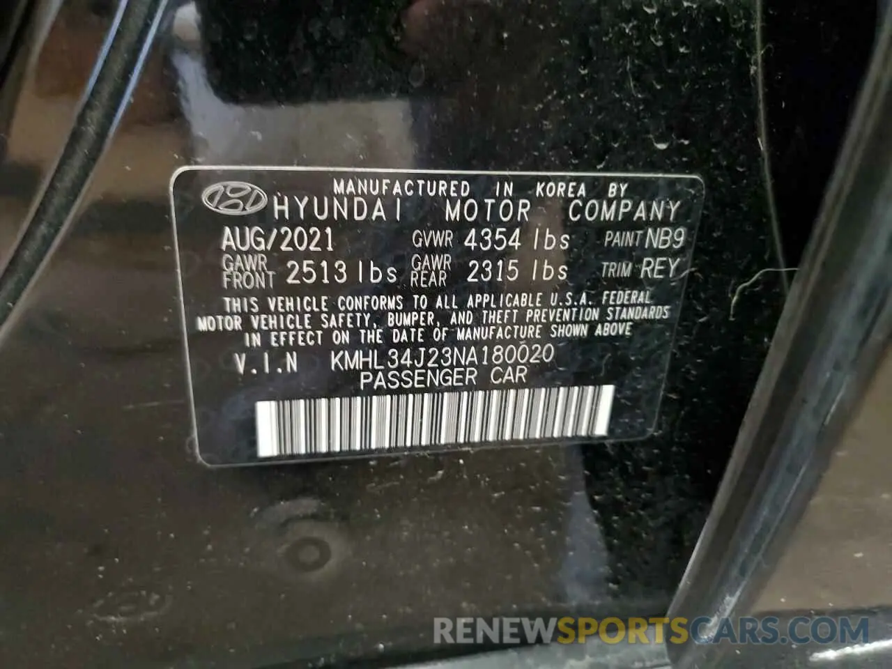 12 Photograph of a damaged car KMHL34J23NA180020 HYUNDAI SONATA 2022