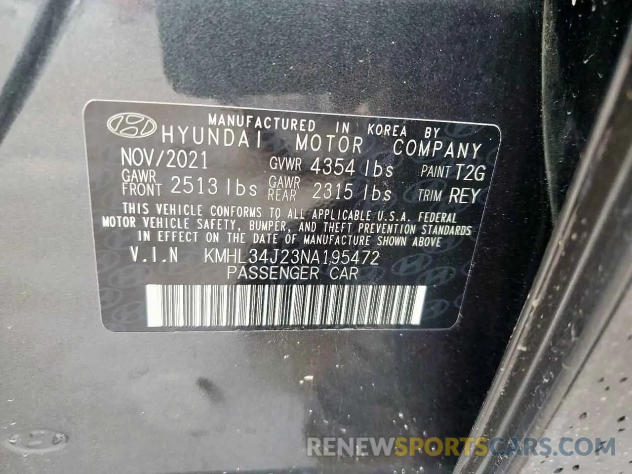 12 Photograph of a damaged car KMHL34J23NA195472 HYUNDAI SONATA 2022