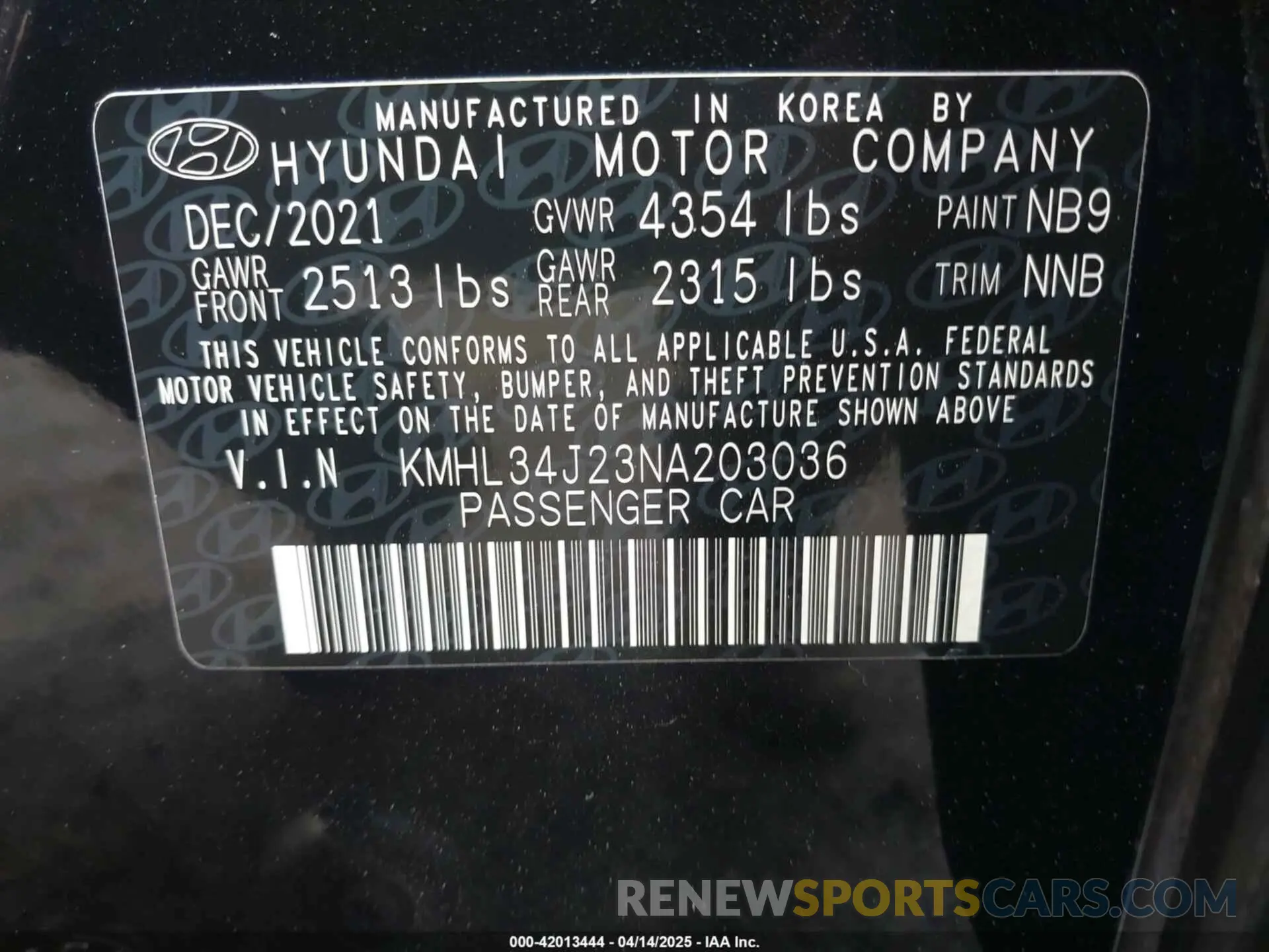 9 Photograph of a damaged car KMHL34J23NA203036 HYUNDAI SONATA 2022