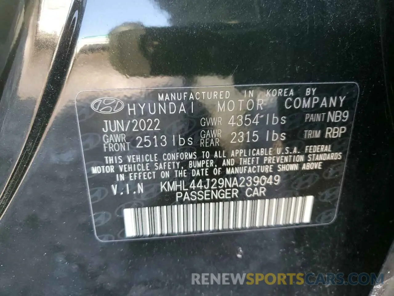 15 Photograph of a damaged car KMHL44J29NA239049 HYUNDAI SONATA 2022