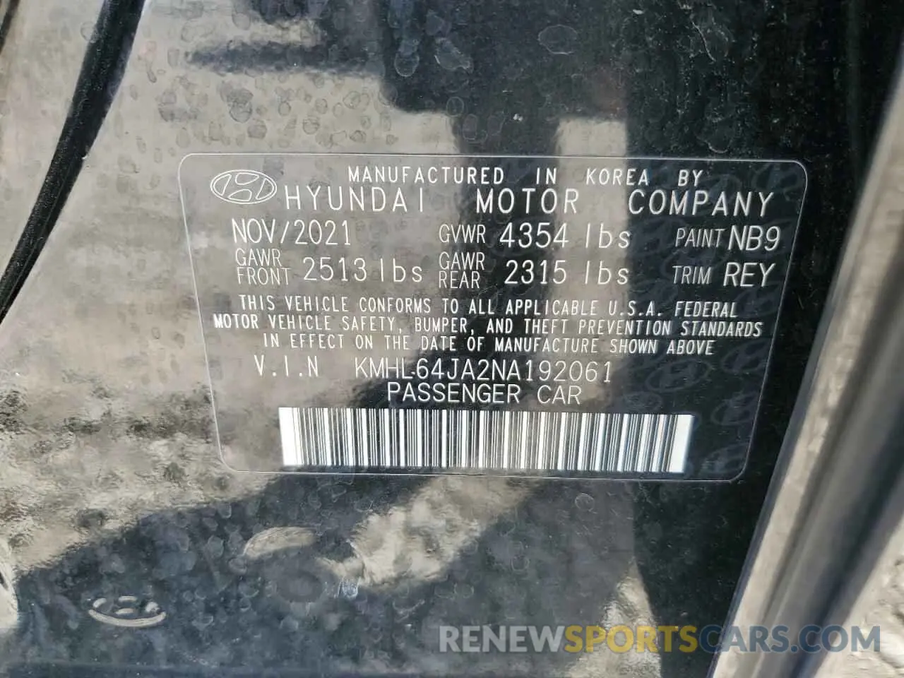 12 Photograph of a damaged car KMHL64JA2NA192061 HYUNDAI SONATA 2022