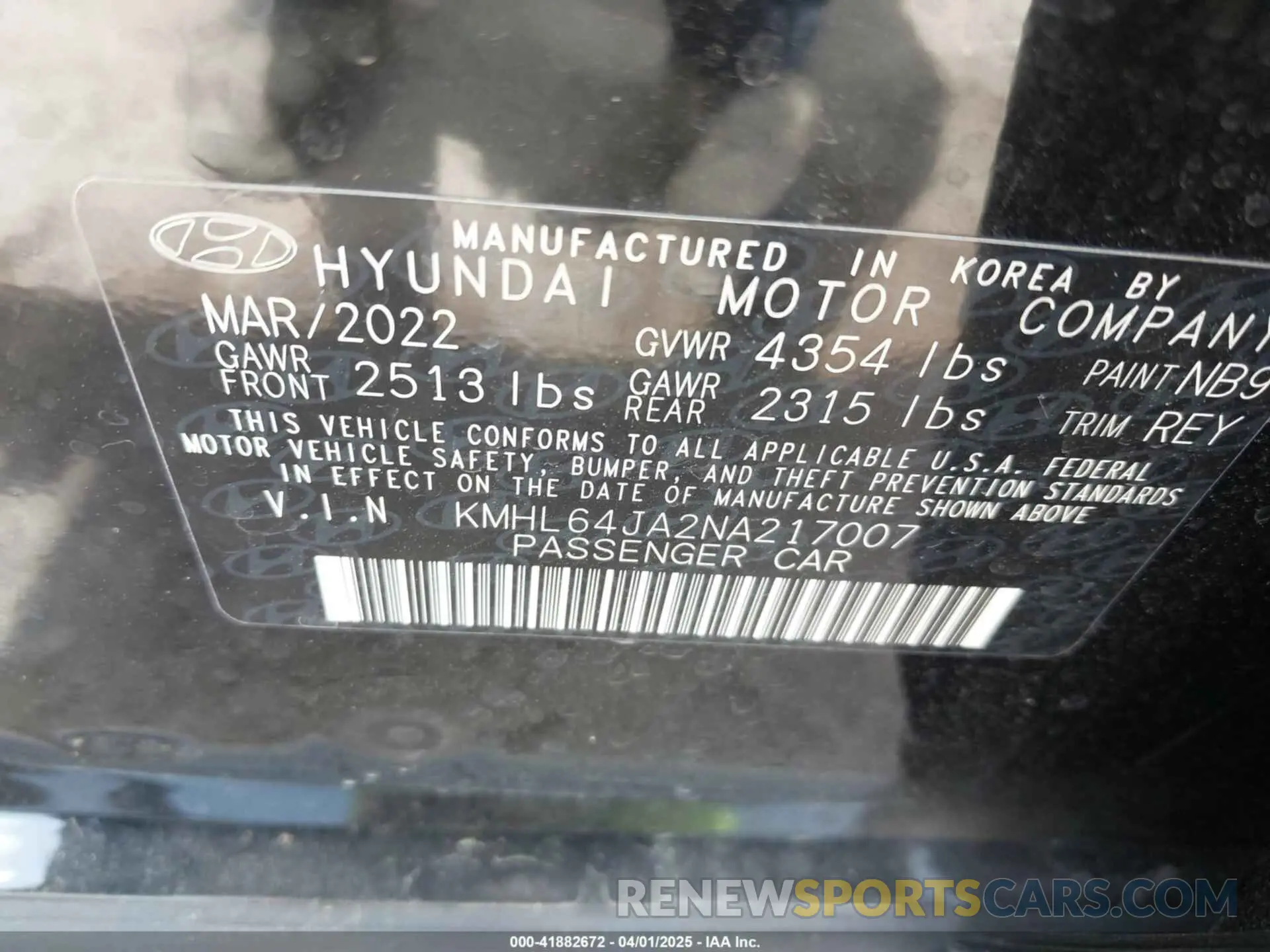 9 Photograph of a damaged car KMHL64JA2NA217007 HYUNDAI SONATA 2022