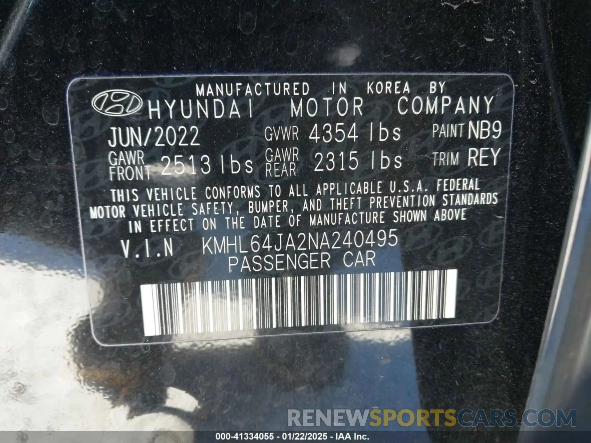 9 Photograph of a damaged car KMHL64JA2NA240495 HYUNDAI SONATA 2022