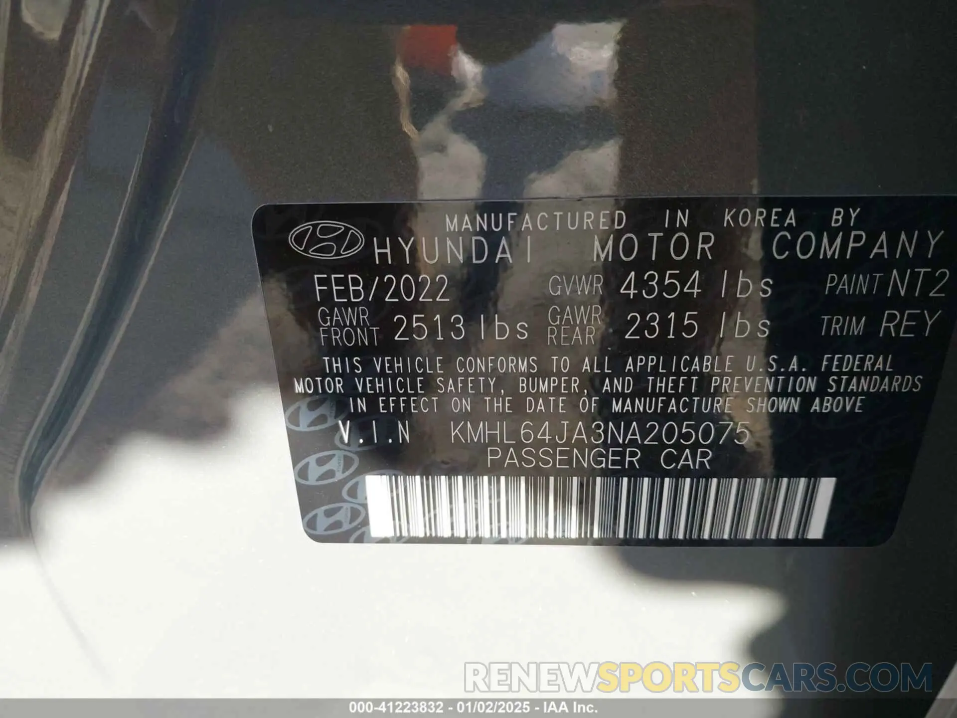 9 Photograph of a damaged car KMHL64JA3NA205075 HYUNDAI SONATA 2022