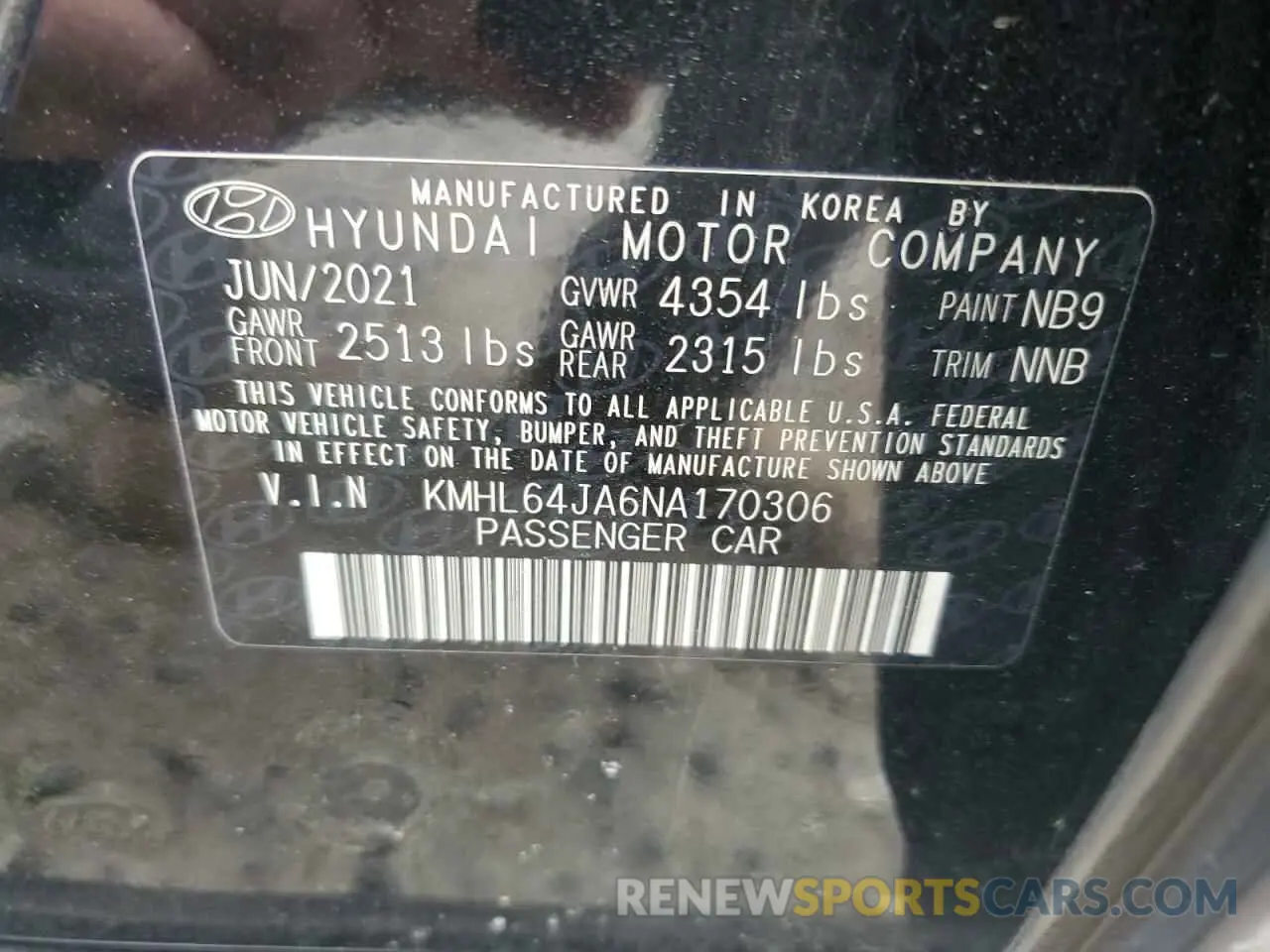 12 Photograph of a damaged car KMHL64JA6NA170306 HYUNDAI SONATA 2022