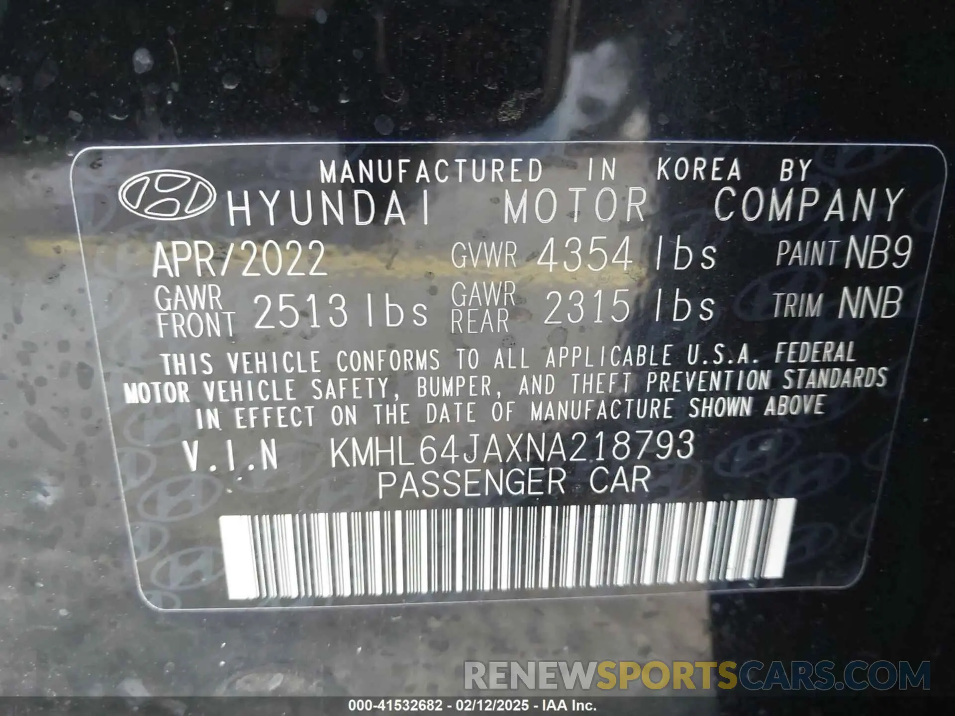 9 Photograph of a damaged car KMHL64JAXNA218793 HYUNDAI SONATA 2022