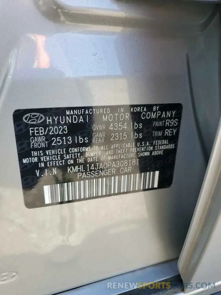 12 Photograph of a damaged car KMHL14JA0PA308181 HYUNDAI SONATA 2023