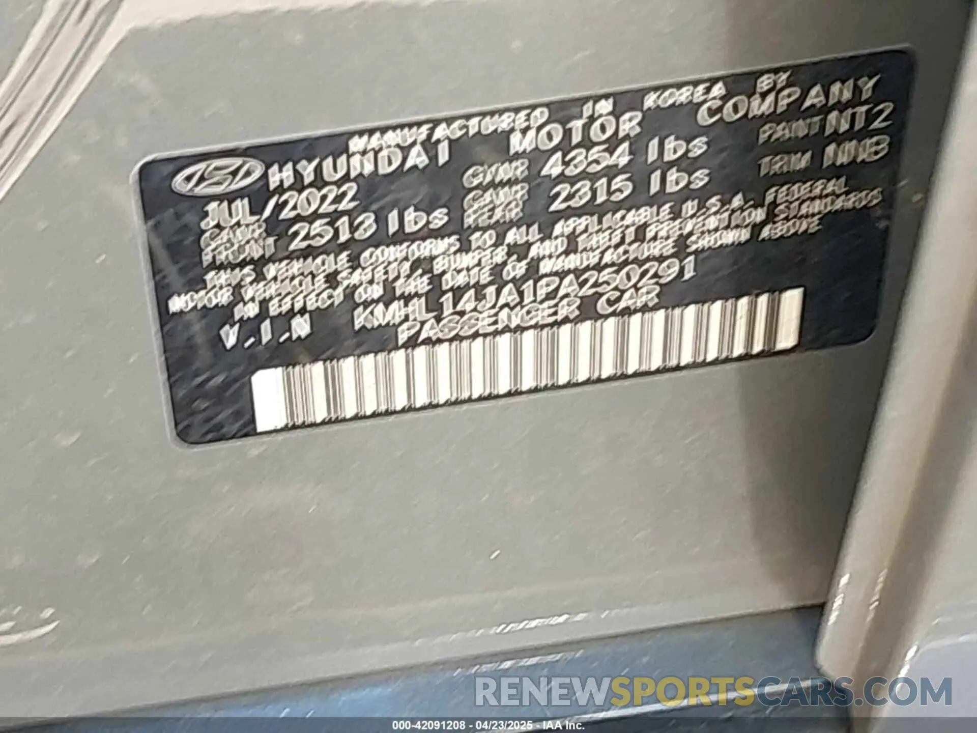 9 Photograph of a damaged car KMHL14JA1PA250291 HYUNDAI SONATA 2023