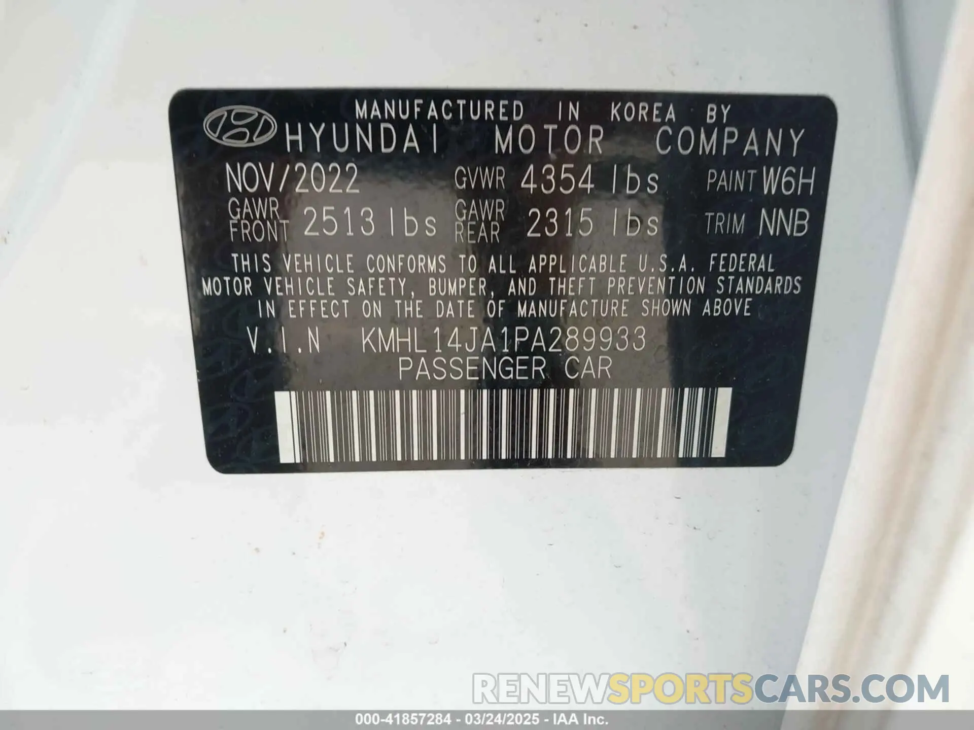 9 Photograph of a damaged car KMHL14JA1PA289933 HYUNDAI SONATA 2023