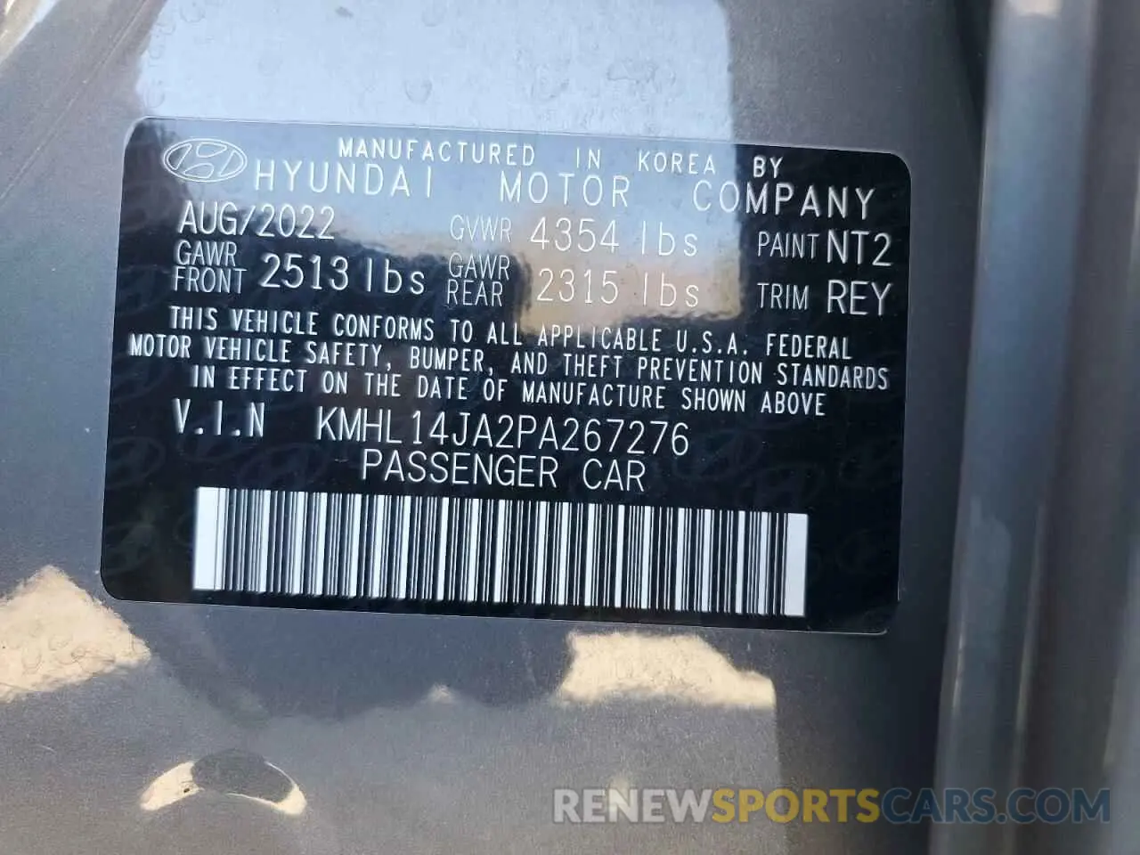 13 Photograph of a damaged car KMHL14JA2PA267276 HYUNDAI SONATA 2023