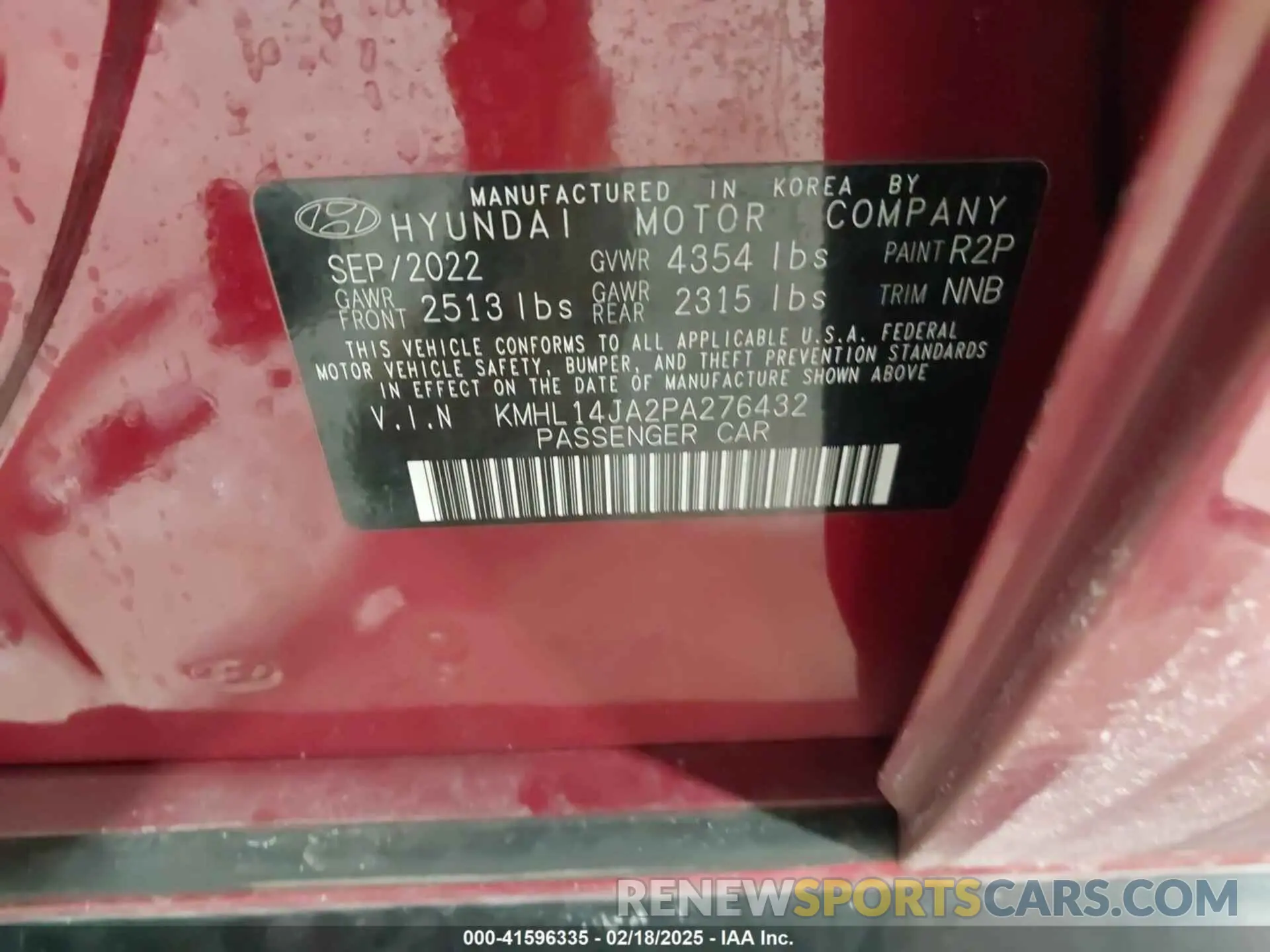9 Photograph of a damaged car KMHL14JA2PA276432 HYUNDAI SONATA 2023