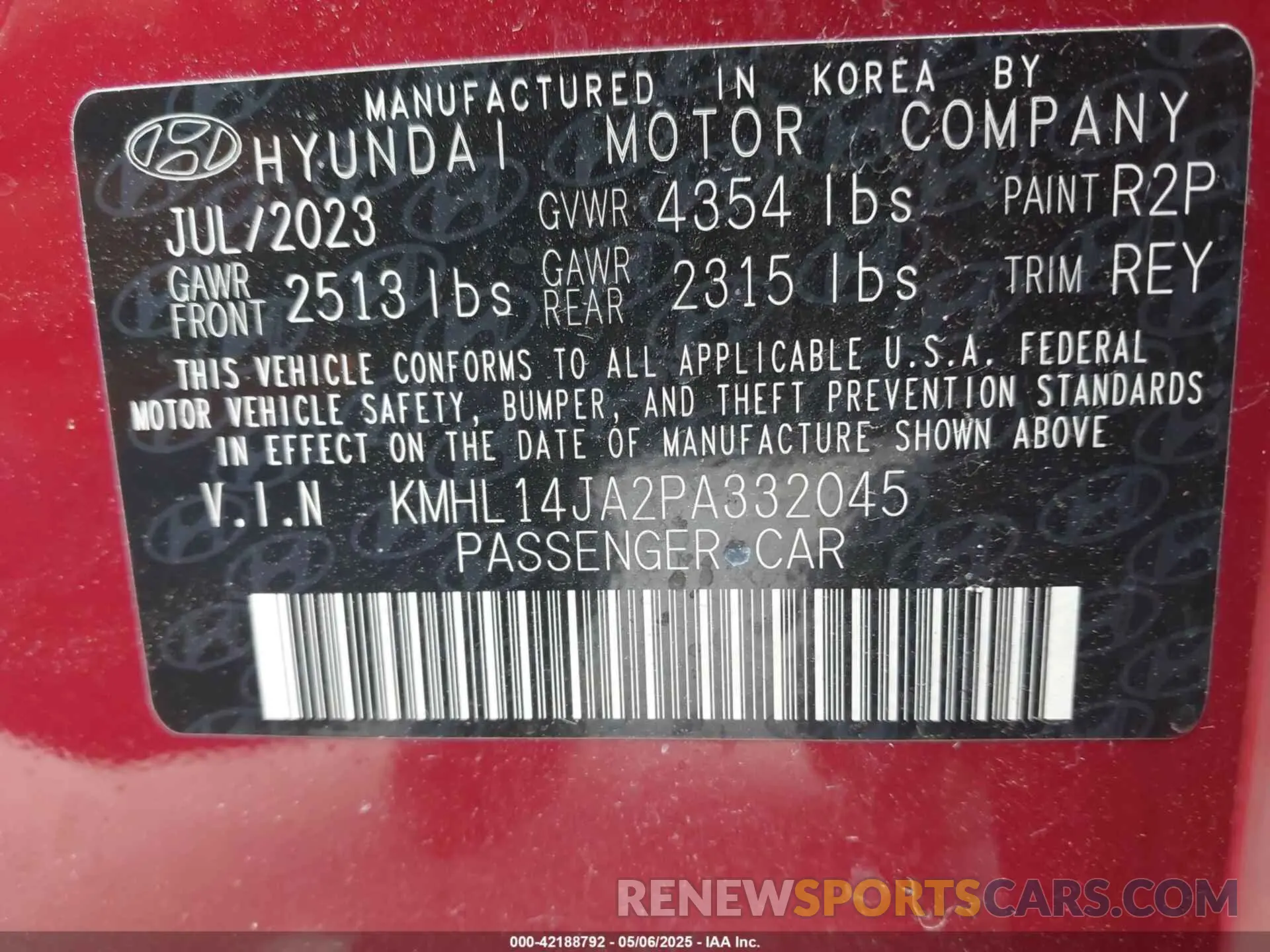 9 Photograph of a damaged car KMHL14JA2PA332045 HYUNDAI SONATA 2023