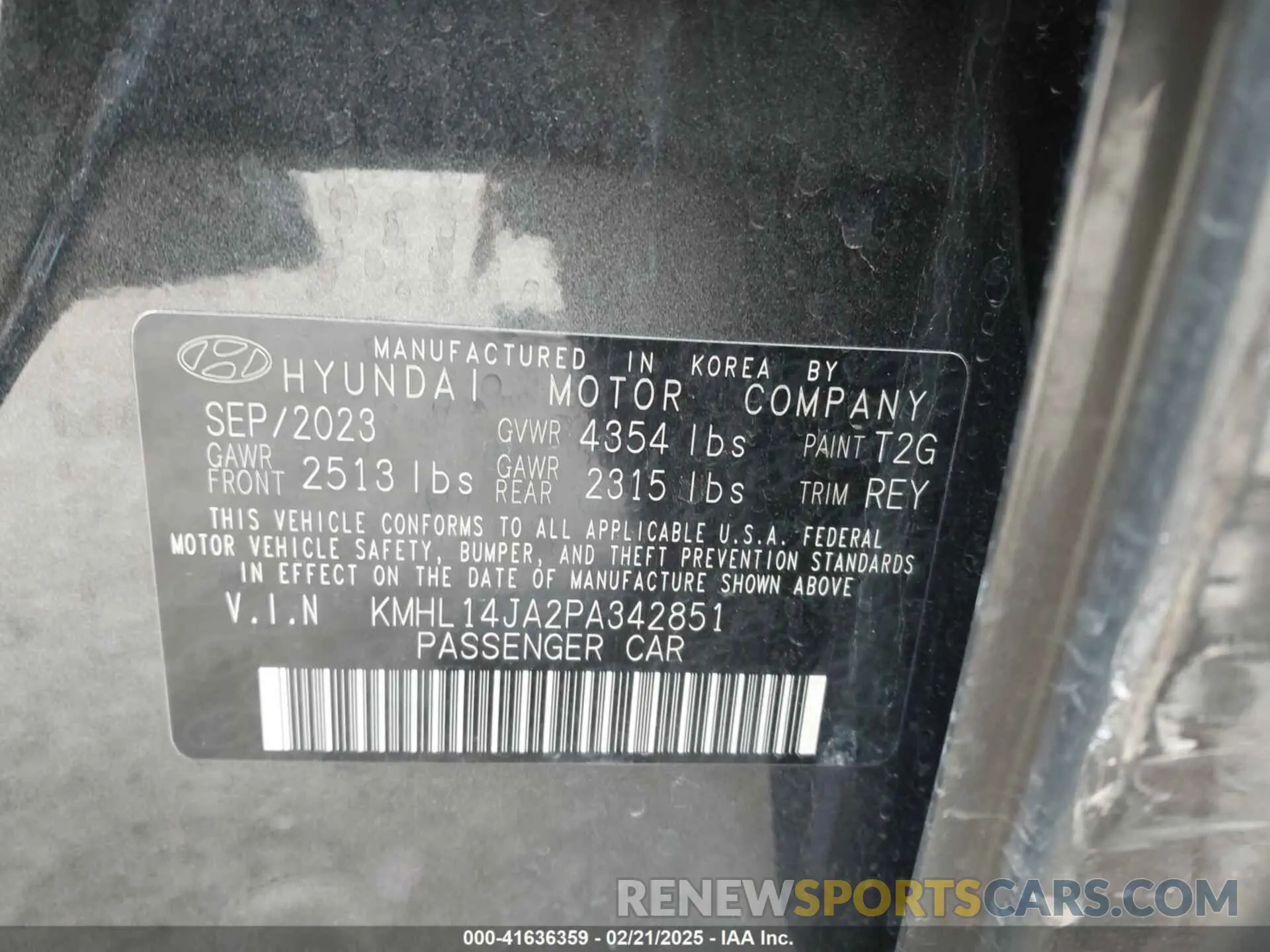 9 Photograph of a damaged car KMHL14JA2PA342851 HYUNDAI SONATA 2023