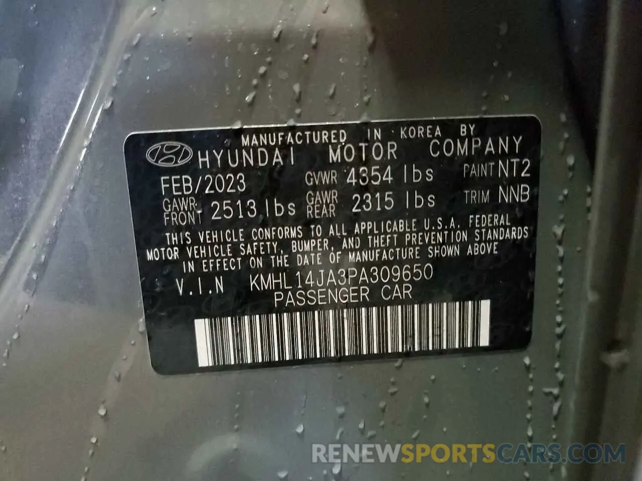 12 Photograph of a damaged car KMHL14JA3PA309650 HYUNDAI SONATA 2023