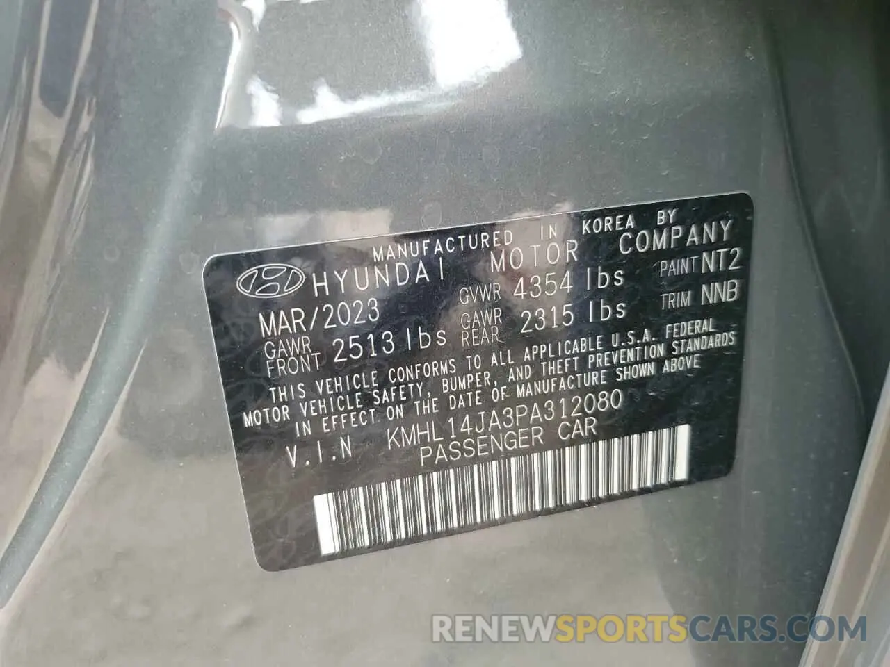12 Photograph of a damaged car KMHL14JA3PA312080 HYUNDAI SONATA 2023