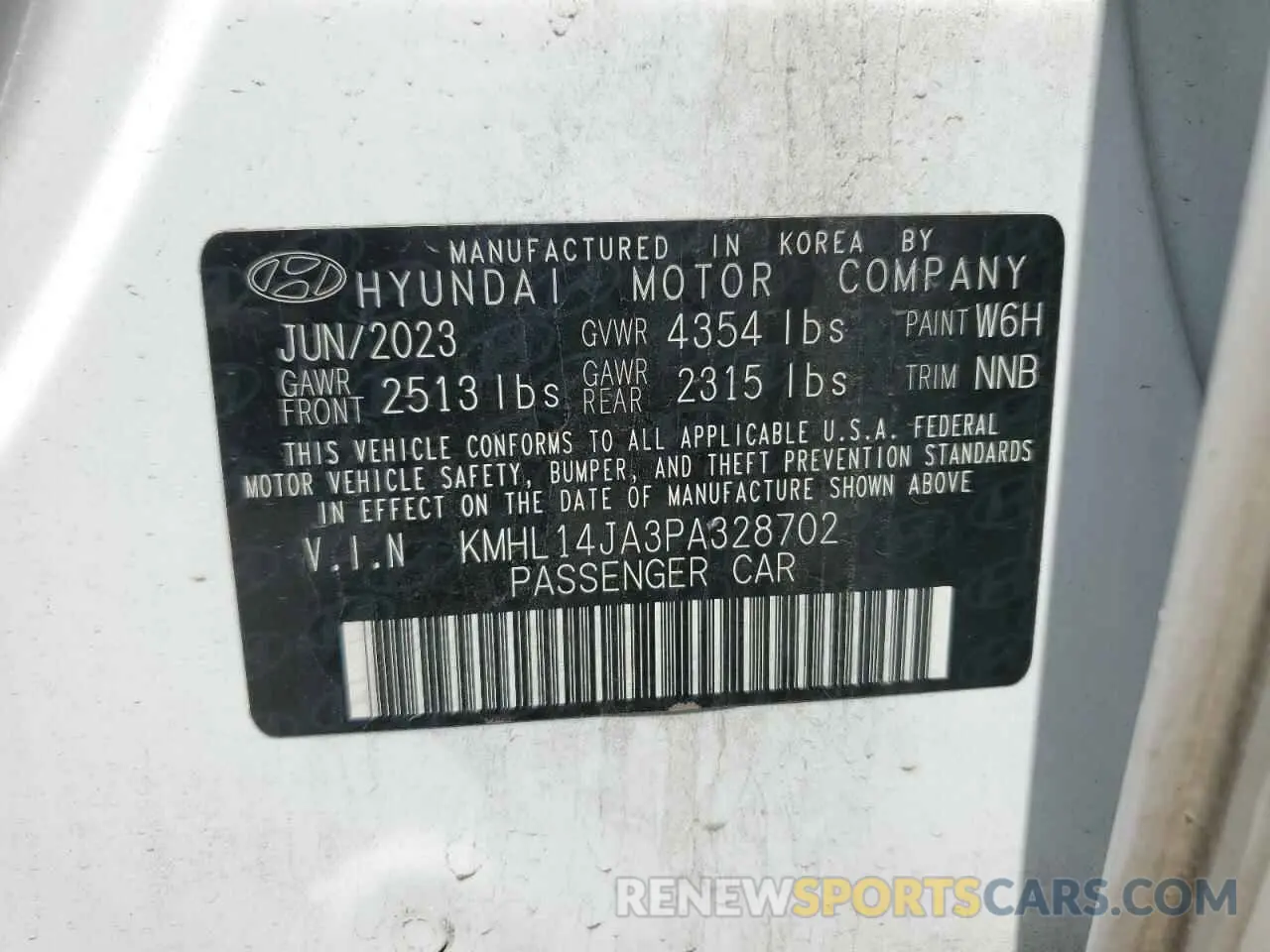 12 Photograph of a damaged car KMHL14JA3PA328702 HYUNDAI SONATA 2023