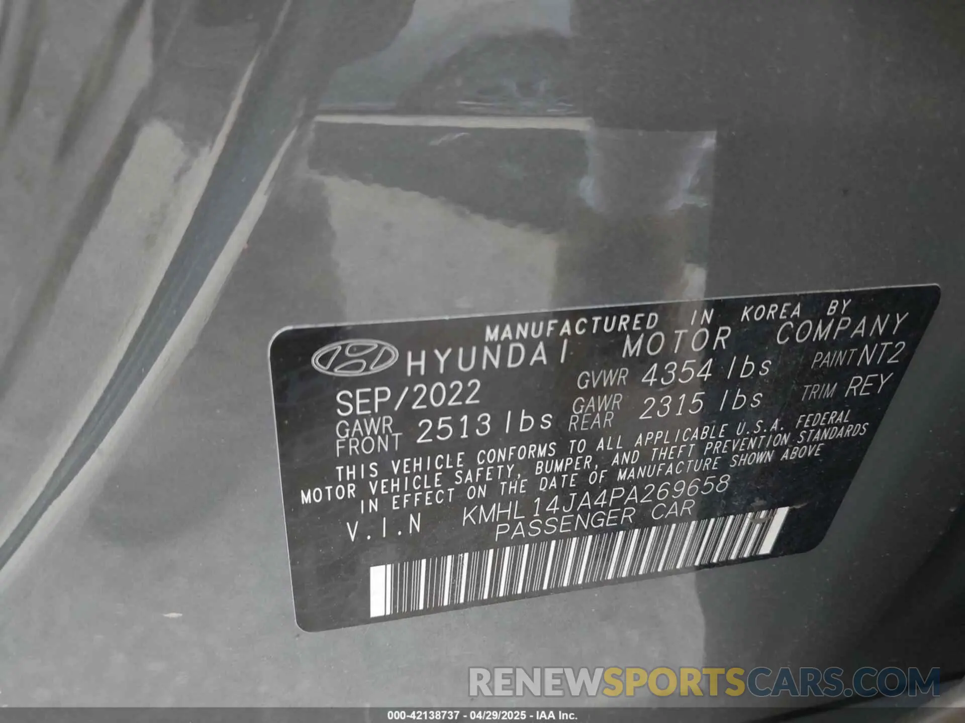 9 Photograph of a damaged car KMHL14JA4PA269658 HYUNDAI SONATA 2023