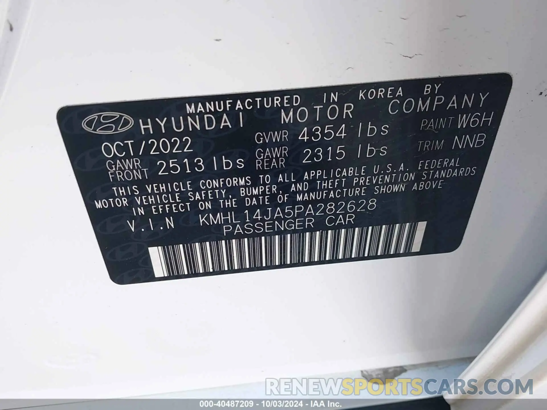 9 Photograph of a damaged car KMHL14JA5PA282628 HYUNDAI SONATA 2023