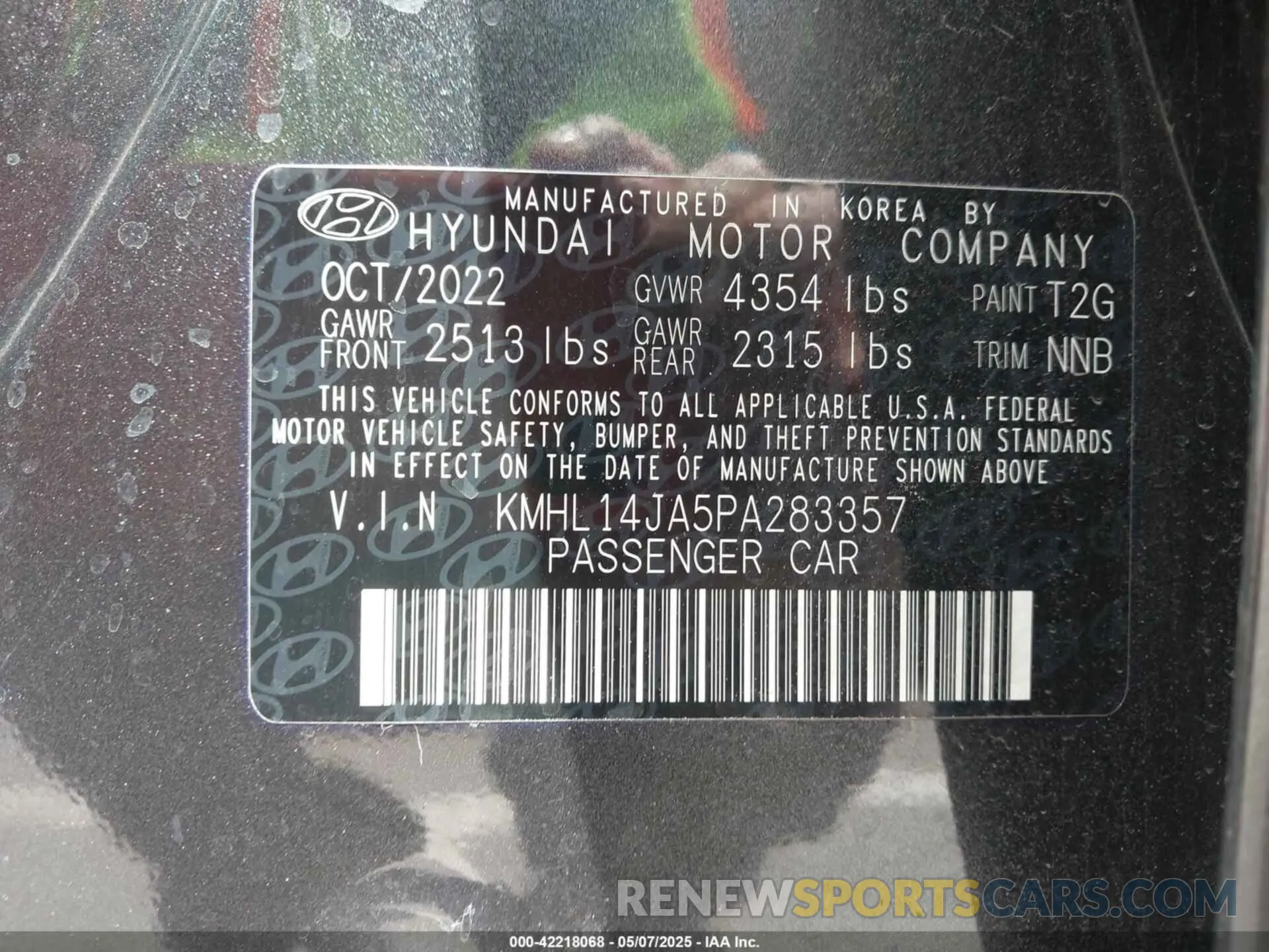 9 Photograph of a damaged car KMHL14JA5PA283357 HYUNDAI SONATA 2023