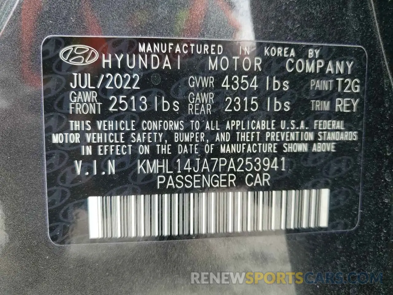 12 Photograph of a damaged car KMHL14JA7PA253941 HYUNDAI SONATA 2023