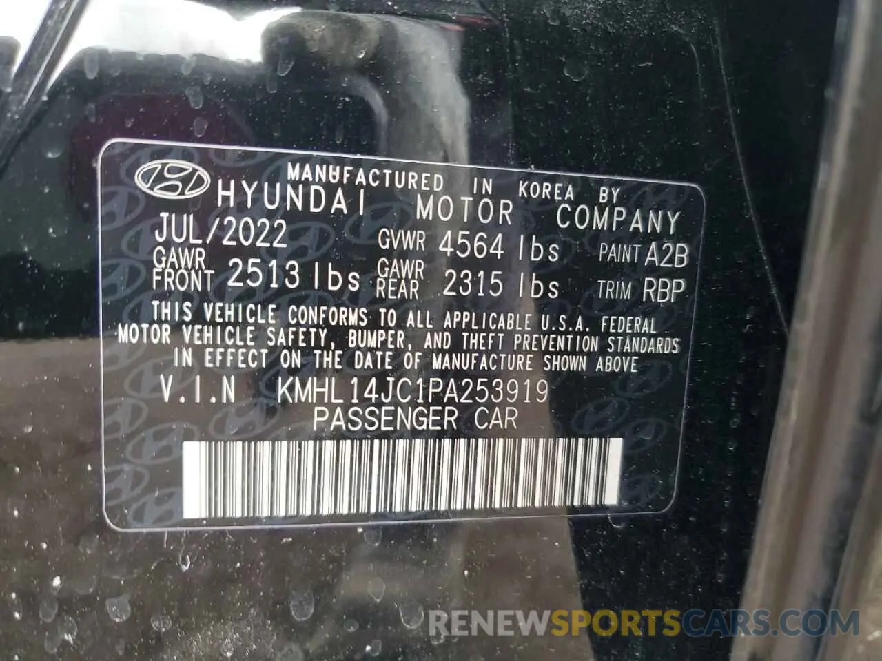 12 Photograph of a damaged car KMHL14JC1PA253919 HYUNDAI SONATA 2023