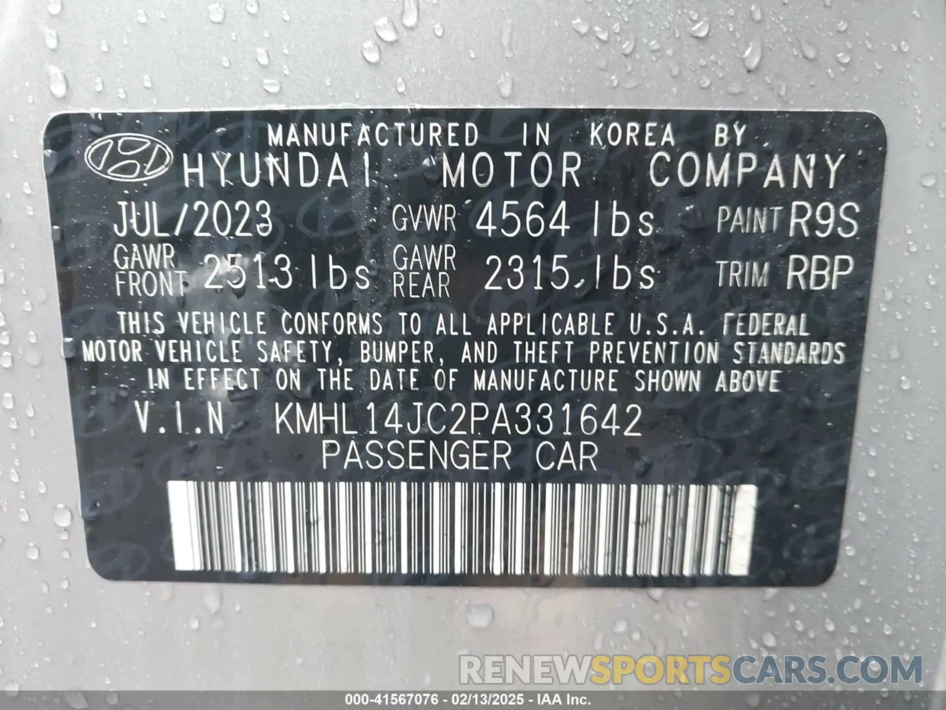 9 Photograph of a damaged car KMHL14JC2PA331642 HYUNDAI SONATA 2023