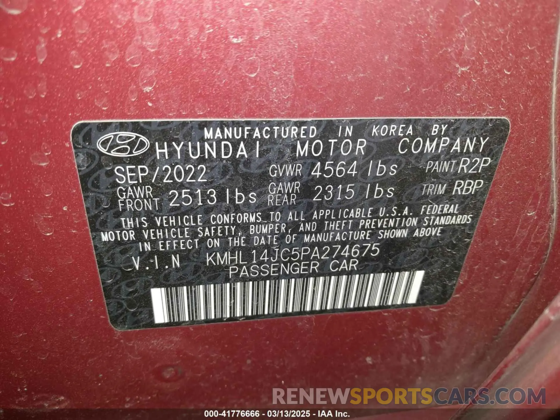 9 Photograph of a damaged car KMHL14JC5PA274675 HYUNDAI SONATA 2023