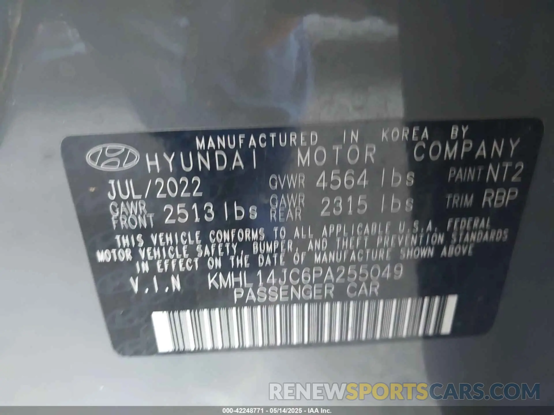 9 Photograph of a damaged car KMHL14JC6PA255049 HYUNDAI SONATA 2023