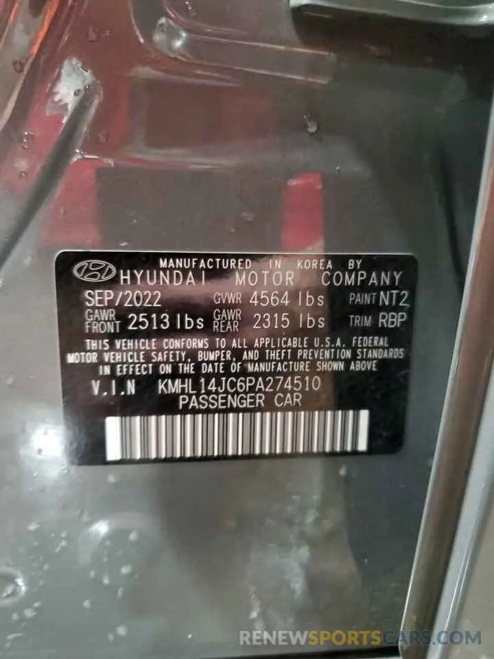 13 Photograph of a damaged car KMHL14JC6PA274510 HYUNDAI SONATA 2023