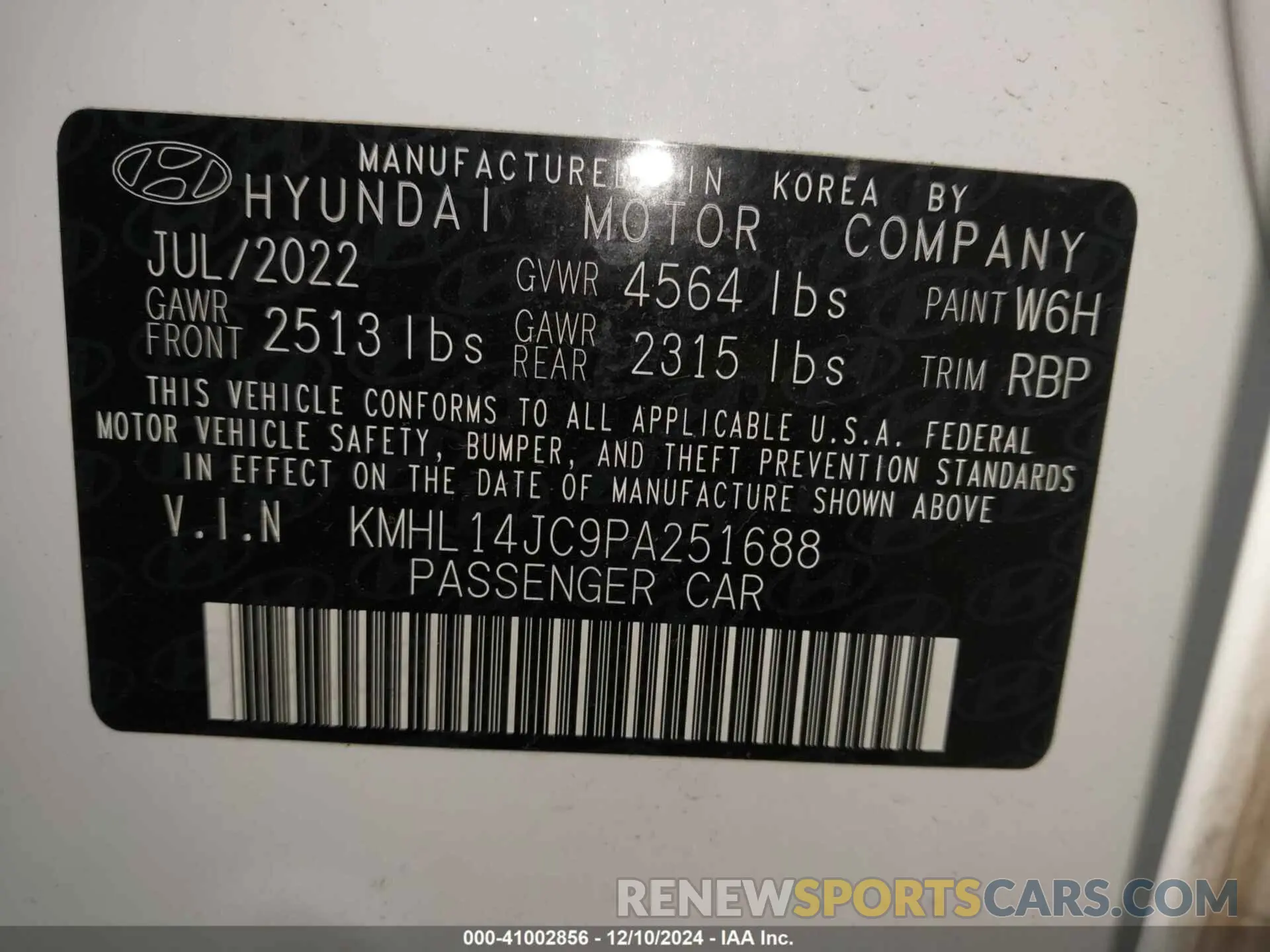 9 Photograph of a damaged car KMHL14JC9PA251688 HYUNDAI SONATA 2023