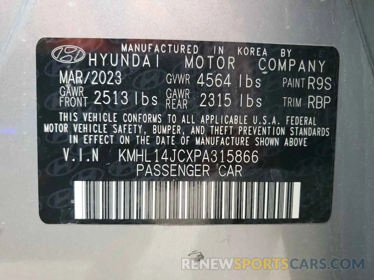 12 Photograph of a damaged car KMHL14JCXPA315866 HYUNDAI SONATA 2023