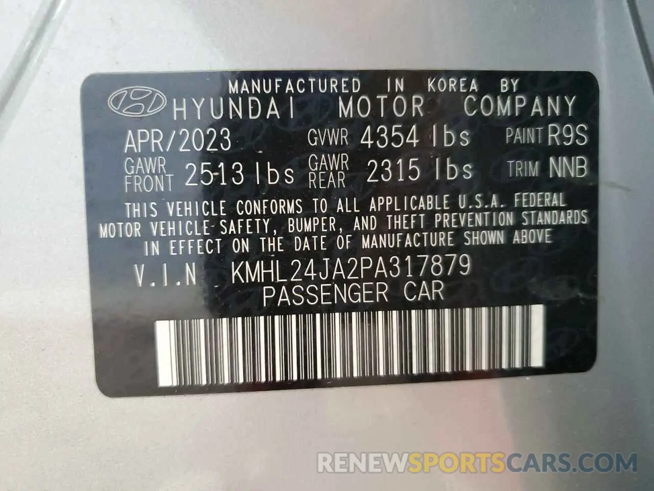 12 Photograph of a damaged car KMHL24JA2PA317879 HYUNDAI SONATA 2023