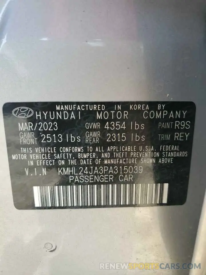 13 Photograph of a damaged car KMHL24JA3PA315039 HYUNDAI SONATA 2023