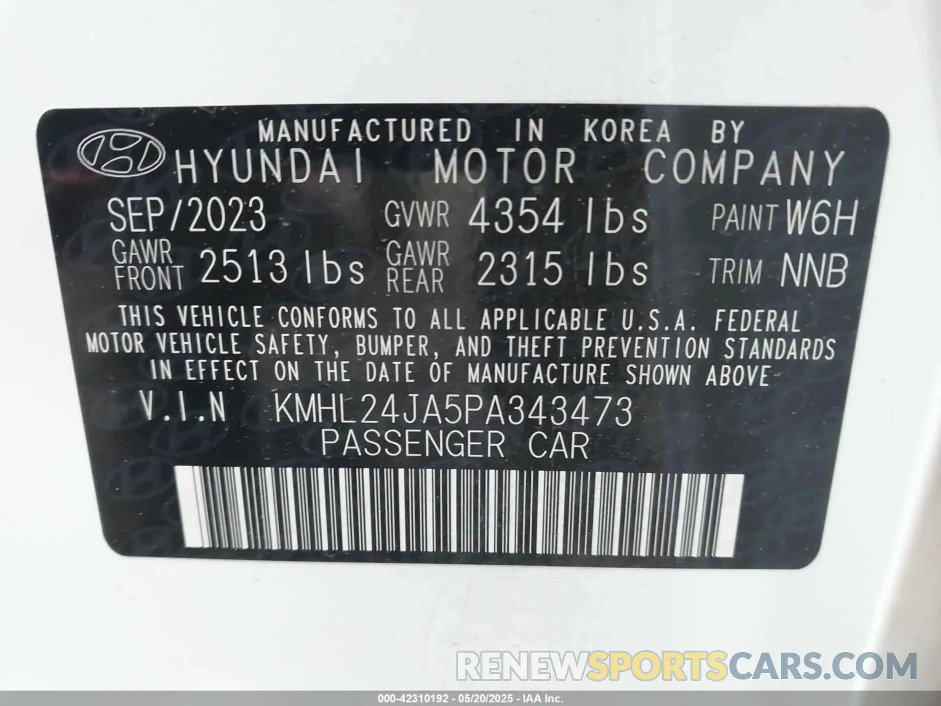 9 Photograph of a damaged car KMHL24JA5PA343473 HYUNDAI SONATA 2023